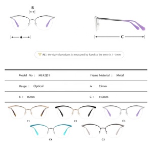 Gafas Ópticas de Metal de Lujo con Media Montura Cuadrada, Modernas para Mujer, con Logotipo Personalizado, al por Mayor, de Alta Gama, Hemme Paris ME42J51 - Product Image 2