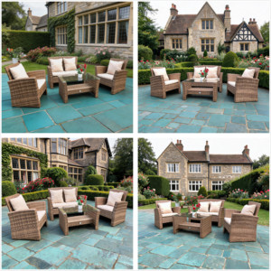 Professional Manufacturer: Commercial Grade <b>Rattan</b> <b>Outdoor</b> Furniture Set with Tempered Glass Table for Hotel & Resort - OEM/ODM - Product Image 2