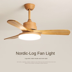 Popular European style modern minimalist bedroom dimming remote control <b>indoor</b> LED 220V wooden ceiling fan - Product Image 4