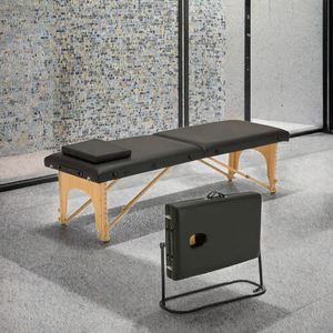 Cama de Masaje Plegable Portátil, Mesa de Terapia de Cuero Sintético con Marco de Madera para Salón, Hotel, Estudio de Belleza - Product Image 3
