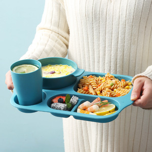 Juego de Platos Compartimentados de Paja de Trigo Younis, 6 Piezas, Vajilla Creativa para Estudiantes, Tazón de Arroz, Palillos, Vaso para Agua - Product Image 4