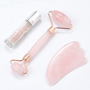 Alat pijat angkat wajah, Anti Keriput Anti Penuaan pengangkat kecantikan wajah alat pijat wajah kuarsa mawar rol pijat wajah dan papan Guasha - Product Image 3