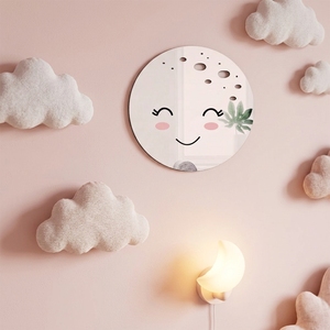 Miroir mural pour chambre d'<span class=keywords><strong>enfant</strong></span>, visage souriant rond, dessin animé mignon, décoration murale, miroir de vanité, décoration de la maison, enfants, filles, moderne - Product Image 4