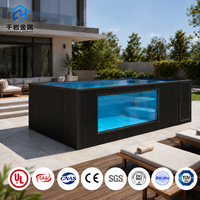 Piscine préfabriquée portable de 20 pieds ou 40 pieds avec fenêtre latérale en verre pour conteneur maritime, idéale pour hôtels, complexes hôteliers et jardins.