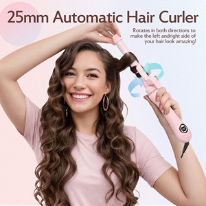 Fer à boucler professionnel en céramique à rotation automatique, chauffe rapide PTC, fer à onduler avec écran LCD, diamètre de baril 25 mm, en plastique - Product Image 3