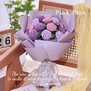 Fleurs tricotées au crochet à la main pour la saint-valentin, <span class=keywords><strong>rose</strong></span> fraîche préservée pour la petite amie <span class=keywords><strong>et</strong></span> la mère - Product Image 6