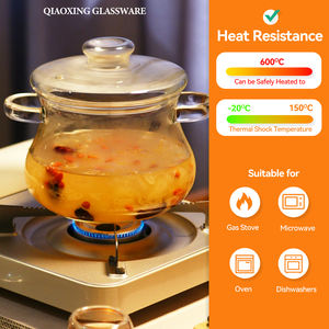 Accessoires pour marmites en verre 2,5 L en verre borosilicate de haute qualité, design classique, compatible avec les cuisinières à gaz, passe au lave-vaisselle, marmites à soupe - Product Image 3