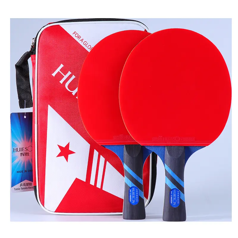 HUIESON安いOEMカスタムM7ロゴ付き2ラケット7層純木パドルテーブルテニスロボットセットバット卓球ラケット