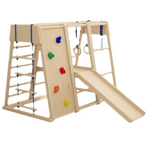 Estructura de escalada de madera para interiores para niños, con tobogán y columpio, para niños de 4 a 6 años, estructura de juego para el hogar - Product Image 5