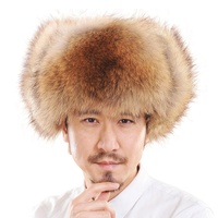 Gorro de Invierno con Orejeras de Piel de Zorro, Cuero Genuino de Piel de Oveja, Estilo Imagen, Gorro Ruso Ushanka Cálido para Viajes a la Playa