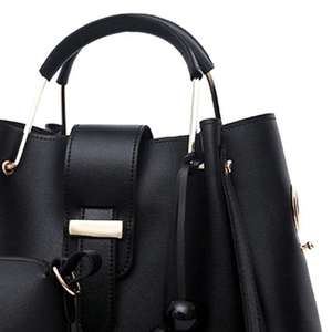 Ensemble de 3 sacs fourre-tout à pompons pour femme, sac à bandoulière grande capacité, élégant, de luxe, en cuir PU, pour soirée et bureau - Product Image 2
