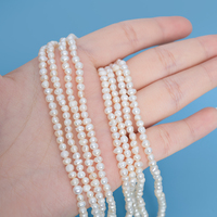 Perles d'eau douce naturelles en gros, 3-4 mm, blanches, en forme de pomme de terre, perles en vrac pour la fabrication de bijoux