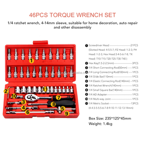 Set di chiavi a <span class=keywords><strong>bussola</strong></span> 46pcs per strumenti di riparazione auto domestiche con scatola di plastica - Product Image 3