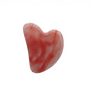 Custom logo Natural Crystal Face Massager High Quality Red Watermelon Guasha Board - Product Image 3