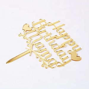 עוגת מראה אקרילית זהב טופר גודל גדול 'יום הולדת שמח' לחג המולד של אמא או עוגת סיום קישוט עוגה - Product Image 2