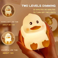 Veilleuse en silicone souple en forme de canard, veilleuse d'allaitement pour chambre d'enfant, lampe canard mignonne RVB, lampe rechargeable pour chambre à coucher