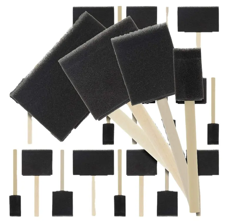 Package Of 50 Pieces Polyester Foam Brush, Sponge Handle Brush Paint, Right Angle Brush