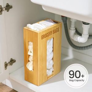 Wooden <b>kitchen</b> garbage bag <b>storage</b> <b>box</b>, wall-mounted household cling film <b>box</b>, living room wall-mounted garbage bag <b>storage</b> <b>box</b> - Product Image 2
