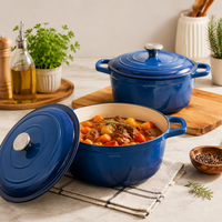 Ensemble de casseroles en fonte émaillée pour la cuisine moderne, la cuisson au four, le mijotage lent et le service à table