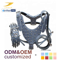 Produsen Perlengkapan Hewan Peliharaan, Set 3pcs Harness, Kalung, dan Tali Anjing dengan Rivet Custom, Kulit PU Buaya, Kalung dan Tali Anjing yang Dapat Disesuaikan