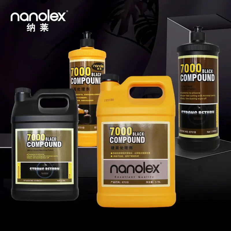 Nanolex 7000 pabrik cat mobil komersial gunakan hitam menggosok mobil campuran satu potongan pemoles mobil cairan senyawa karet menghilangkan mobil