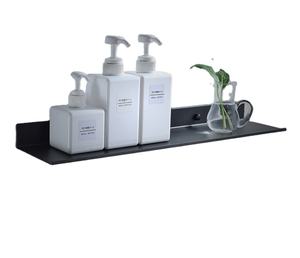 Étagère murale de salle de bain sans poinçon, en acier inoxydable, support de rangement avant avec miroir, étagère d'angle pour salle de bains, vente en gros - Product Image 2