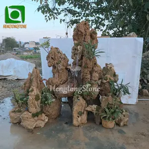 Fontaine d'eau en pierre naturelle grande Sculpture, ornements de jardin cascade de marbre, ensemble à bascule, fontaine d'eau