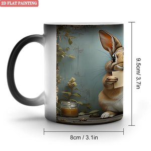 Custom Frosted Black <b>Ceramic</b> <b>Mug</b> 11oz Heat Sensitive Blank Cup For Business Promotion Logo - Product Image 1