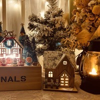 Décoration de Noël lueur cabane en rondins LED en bois noël petite maison scène décoration ornements de table