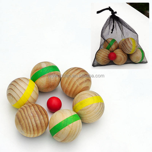 Ensemble de 7 boules en <span class=keywords><strong>bois</strong></span> colorées de tailles variées, en <span class=keywords><strong>bois</strong></span> massif naturel, pour jeux de <span class=keywords><strong>pétanque</strong></span> et de bocce en plein air, pour enfants et adultes, pour s'amuser et s'entraîner - Product Image 2