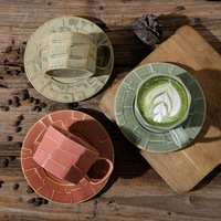 Ensemble de tasses à thé de style vintage de bureau à domicile de haute qualité tasse à café personnalisée tasse et soucoupe en céramique