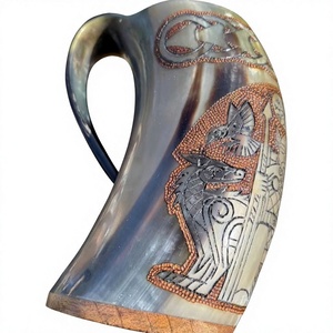 Mug à boire unique en corne de buffle sculptée à la main Odin's Horn, style viking, écologique, objet de collection, mythologie nordique, forte demande - Product Image 1