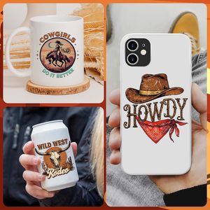 Transferts thermocollants personnalisés pour l'artisanat, UV DTF, pour enveloppes de tasses de 16 OZ, motifs Western <span class=keywords><strong>Cowboy</strong></span>, autocollants de transfert pour verre - Product Image 5