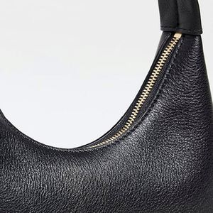 กระเป๋าหนังสีดำแบบมินิโฮโบกันน้ำ แฟชั่นกระเป๋าสะพายไหล่แบบมีซิป น่ารัก พกพาสะดวกสำหรับเดินทาง ฤดูหนาว ฤดูใบไม้ร่วง - Product Image 2