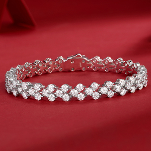 Zanlong L21852 cuore <span class=keywords><strong>roma</strong></span> tre principessa taglio Moissanite combinazione mosaico fila amore cubano catena <span class=keywords><strong>Tennis</strong></span> bracciale in oro - Product Image 6