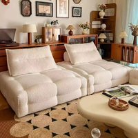 Canapé modulaire en chenille crème style Lime, idéal pour petit appartement, salon, forme cubique, confort modéré