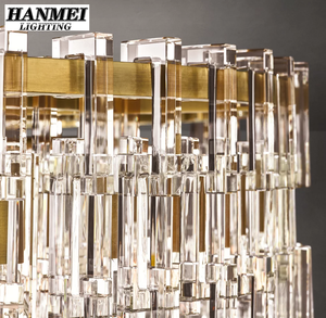 Lustre en cristal de luxe français pour salon haut de gamme, style moderne et simple, réglable, pour villa ou hôtel HM-HR-027, taille moyenne, Lu - Product Image 6