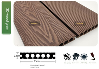 Plancher en bois composite WPC en teck brossé lisse de style européen moderne, gaufré 3D, imperméable, antidérapant, pour usage extérieur et sous-sol, épaisseur 18 mm, 15+