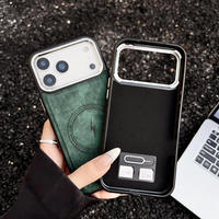 Étuis de téléphone à chargement magnétique sans fil pour 17 Pro Max, en cuir PU de luxe, protection intégrale légère et antichoc