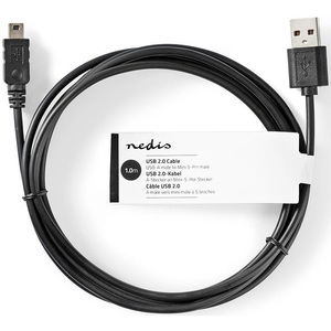 <b>Usb</b> <b>2.0</b> A Male To Mini 5 Pin Male <b>Cable</b> 1m Black - Product Image 3