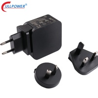 Cargador PD de 30W 5V 3A 9V 3A 12V 2A 15V 2A 20V 1.5A con enchufes de CA intercambiables (AU, EU, UK, US) Certificación RoHS Nivel VI