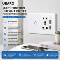 UBARO 146 Temperli Cam 3'lü Dokunmatik Duvar Anahtarı Evrensel Priz Çift USB 5V 2100mA Çok Fonksiyonlu Güç Çıkışı Ev Otel İçin