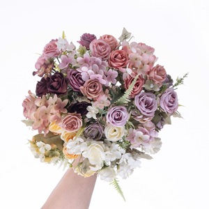 Bouquet de roses artificielles Arthur Rose, blanc, jaune, rouge vin, violet, fait main, pour mariage, décoration de la maison, fleurs transfrontalières - Product Image 2