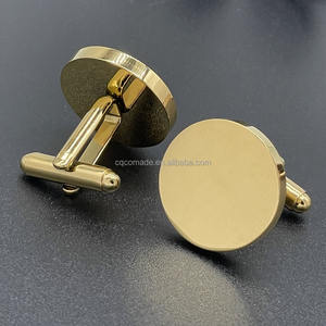 Gravura personalizada em branco abotoaduras gravado botões titânio aço 18K ouro abotoadura - Product Image 4