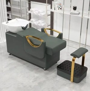 Sillón de lavado de pelo semi-reclinable de cuero sintético, de alta gama y diseño sencillo, especial para barberías y salones de belleza, popular en redes, directo de fábrica. - Product Image 2