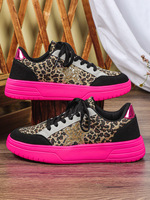Chaussures plates décontractées pour femmes, style européen, colorées, imprimé léopard personnalisé, lacets, été.