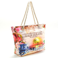 Personnalisable été vacances plage sac fourre-tout toile voyage sac à main fermeture éclair pliable Durable étanche écologique filles lettre