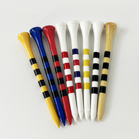 Accessoires de golf Tee de couleur avec rayures Design Logo personnalisé sur le capuchon 70 83mm Eco-Friendly Bamboo Golf Tee Peg