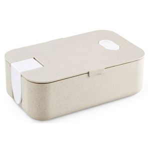 Boîte à bento portable monocouche en paille de blé, écologique, de qualité alimentaire, compatible micro-ondes, en fibre de blé, avec support pour téléphone portable - Product Image 4