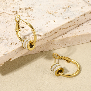 Nuovi Orecchini da <span class=keywords><strong>Donna</strong></span> in Acciaio Inossidabile Placcato Oro 18k con Zircone Rotondo, Gioielli di Lusso con Piercing Permanente, Stile Sorority - Product Image 3